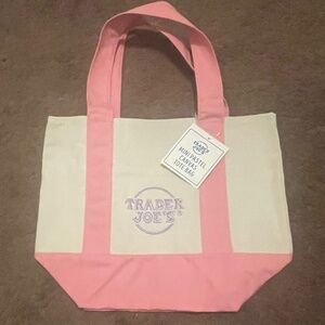 🔥Limited Edition!🔥 Trader Joe’s Pastel Pink Canvas Mini Tote Bag 2026  NWT!